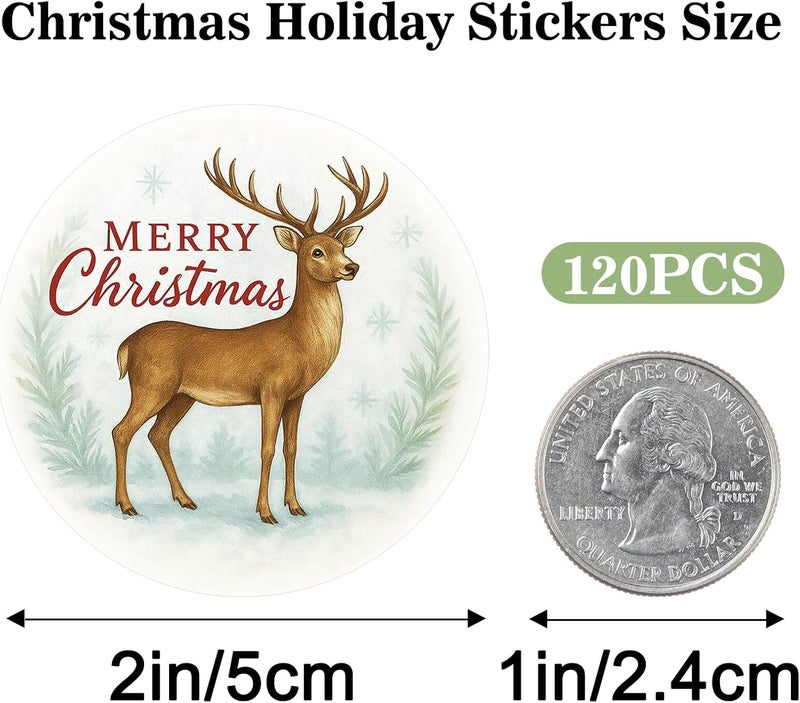 g2plus 120PCS Merry Christmas Stickers Gift Name Stickers Xmas Present Labels for Winter Holiday Seasonal Envelope Seals (Vintage Red Green) - Image 2